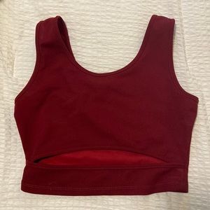 Wine Red Crop Top with Band Across Bottom- Size:S Never worn